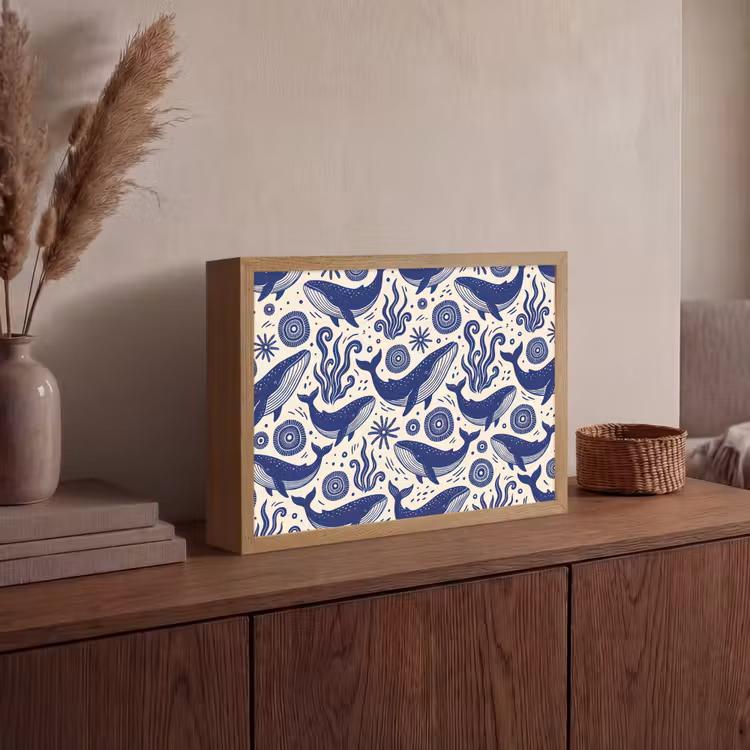 Lightbox - Wandlamp - Walvis - Onderwater - Dieren - Abstract - Blauw — 4