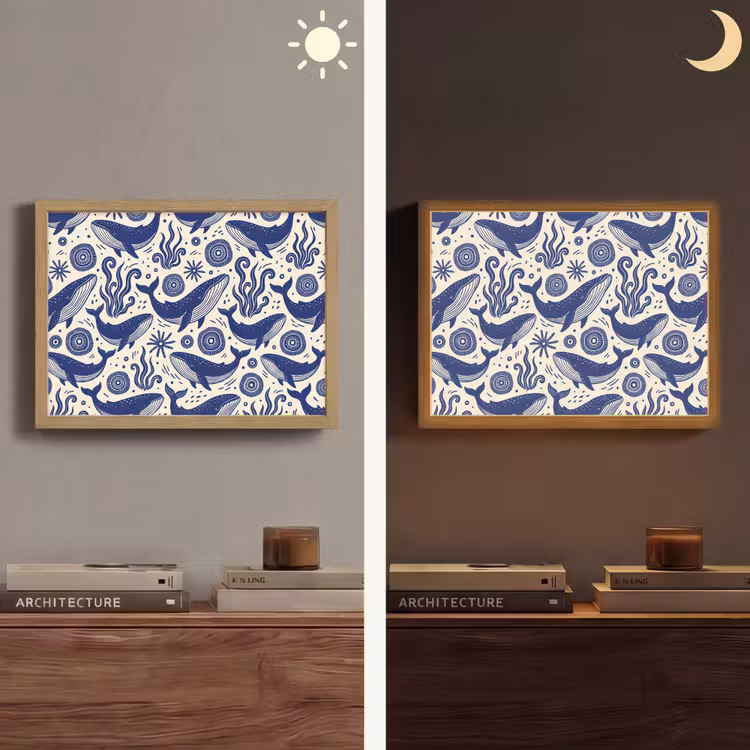 Lightbox - Wandlamp - Walvis - Onderwater - Dieren - Abstract - Blauw — 6
