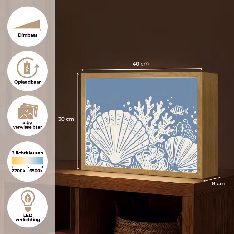 Lightbox - Wandlamp - Zeeleven - Koraal - Schelp - Vis - Illustratie - Onderwater — 10