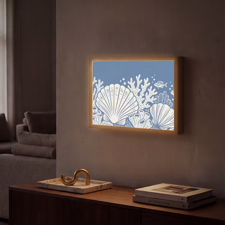 Lightbox - Wandlamp - Zeeleven - Koraal - Schelp - Vis - Illustratie - Onderwater — 2