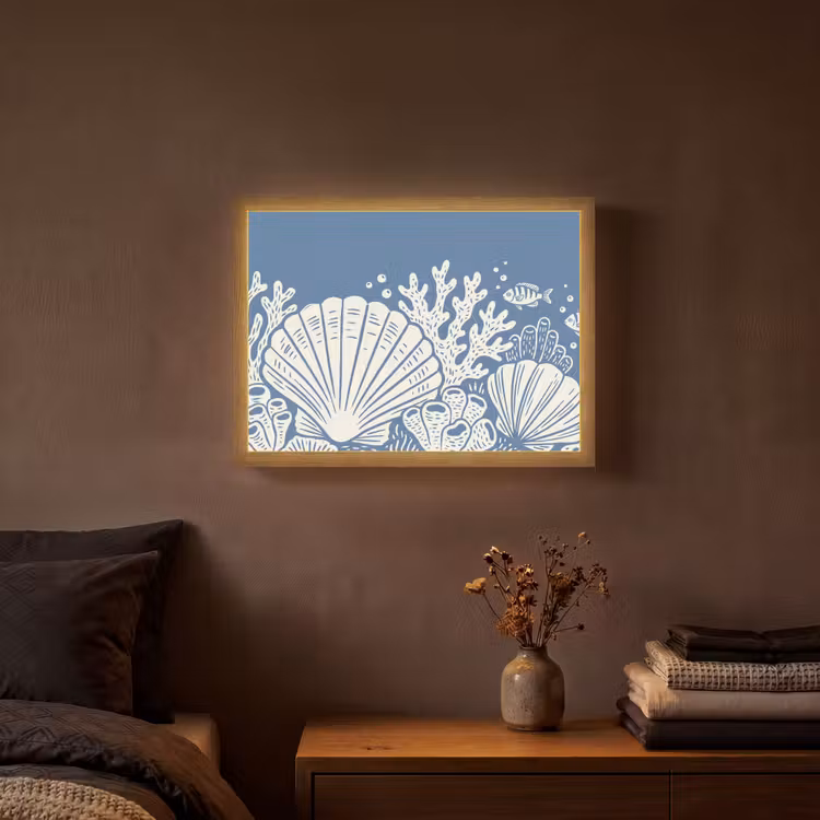 Lightbox - Wandlamp - Zeeleven - Koraal - Schelp - Vis - Illustratie - Onderwater — 3