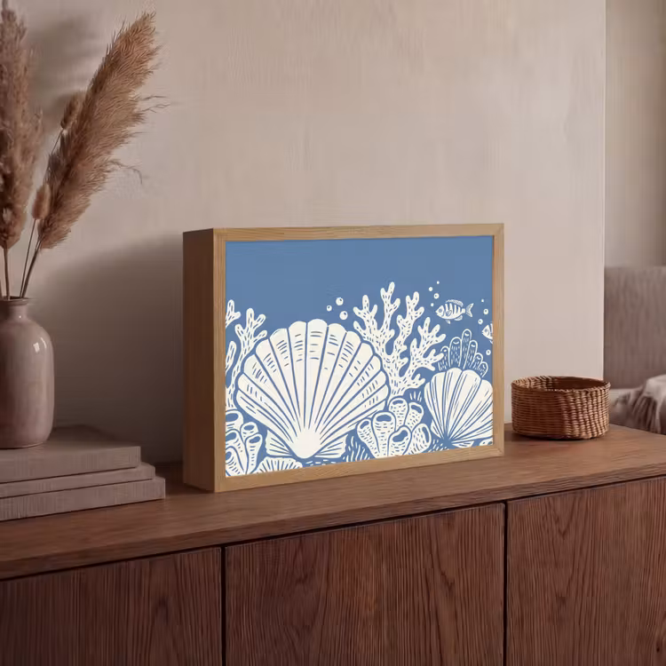 Lightbox - Wandlamp - Zeeleven - Koraal - Schelp - Vis - Illustratie - Onderwater — 4
