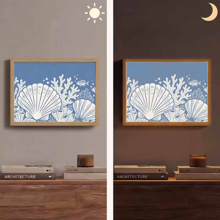 Lightbox - Wandlamp - Zeeleven - Koraal - Schelp - Vis - Illustratie - Onderwater — 6