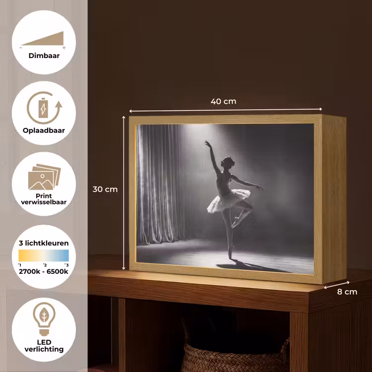 Lightbox - Wandlamp - Danser - Podium - Zwart-wit - Kunst - Klassiek — 10