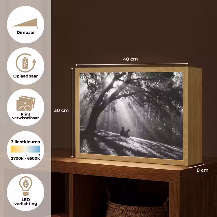 Lightbox - Wandlamp - Mens - Hond - Natuur - Zwart-wit - Silhouet — 10