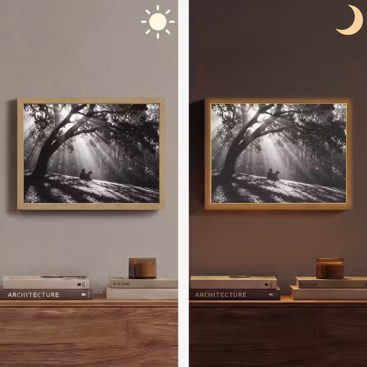 Lightbox - Wandlamp - Mens - Hond - Natuur - Zwart-wit - Silhouet — 6