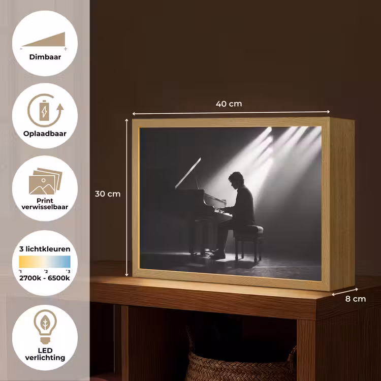 Lightbox - Wandlamp - Persoon - Piano - Muziek - Zwart-wit - Podium — 10