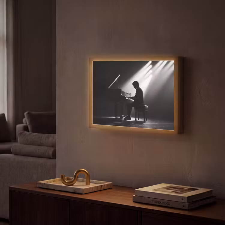 Lightbox - Wandlamp - Persoon - Piano - Muziek - Zwart-wit - Podium — 2