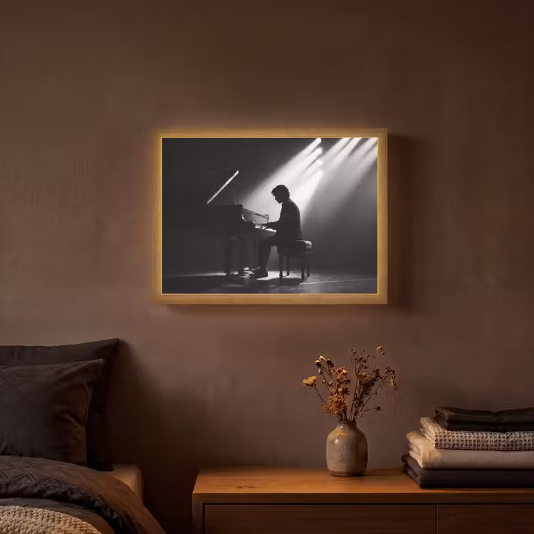 Lightbox - Wandlamp - Persoon - Piano - Muziek - Zwart-wit - Podium — 3