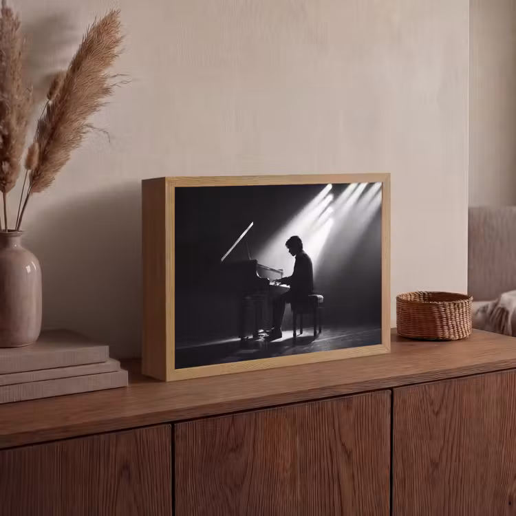Lightbox - Wandlamp - Persoon - Piano - Muziek - Zwart-wit - Podium — 4
