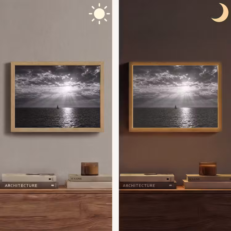 Lightbox - Wandlamp - Water - Boot - Lucht - Natuur - Zwart-wit — 6