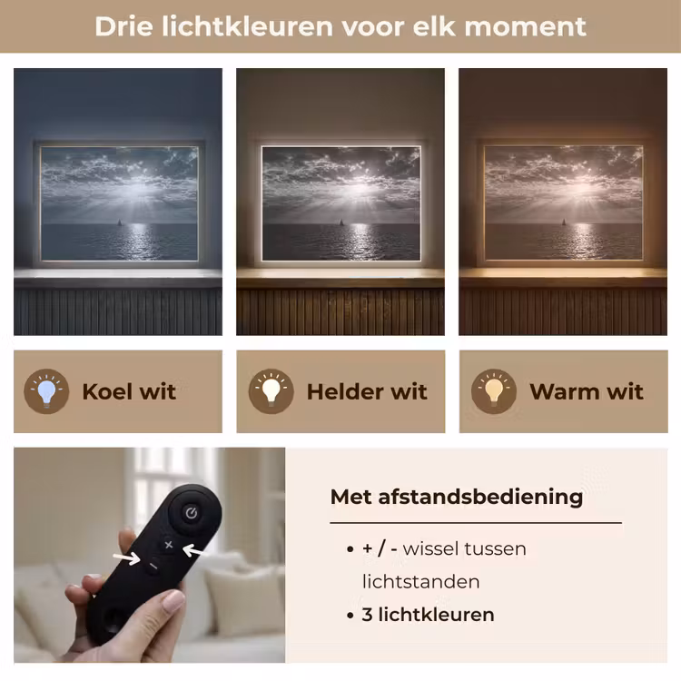 Lightbox - Wandlamp - Water - Boot - Lucht - Natuur - Zwart-wit — 8