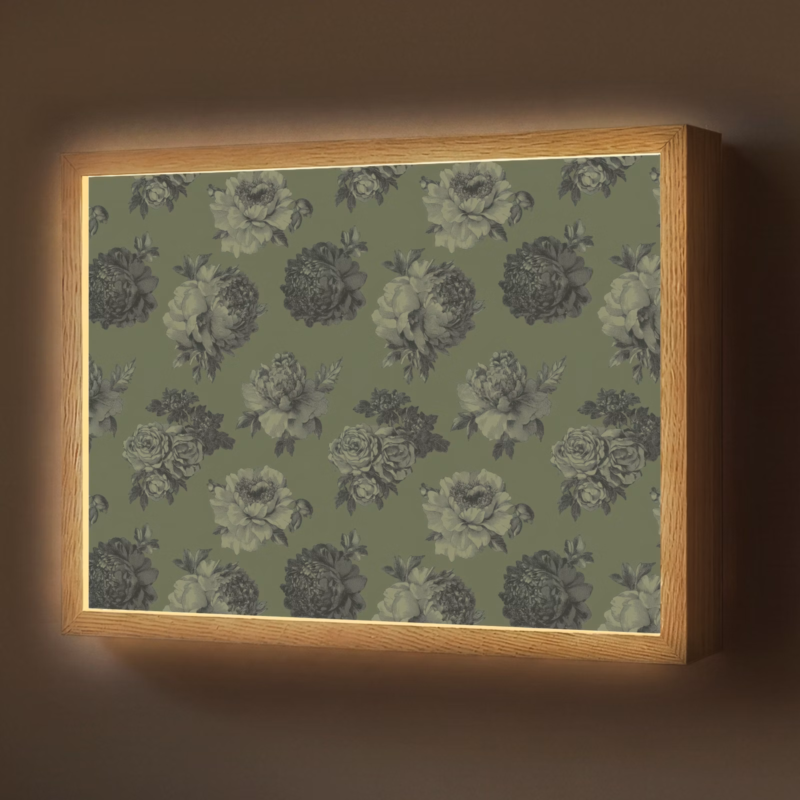 Lightbox - Wandlamp - Klassiek - botanisch - Olijfgroen - Bloemen — 1
