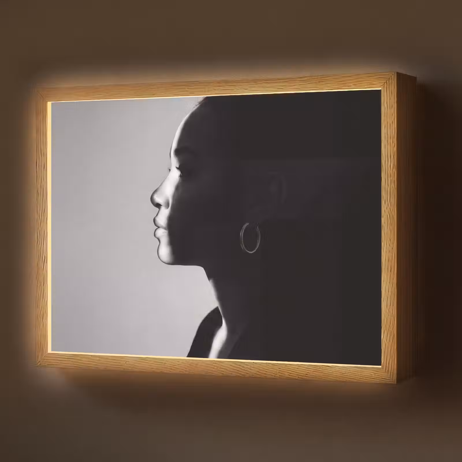 Lightbox - Wandlamp - Vrouw - Profiel - Mensen - Zwart-wit — 1