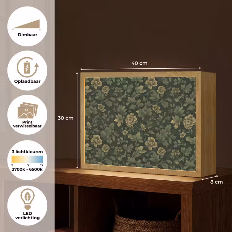 Lightbox - Wandlamp - Donker - Groen - Goud - Botanisch — 10