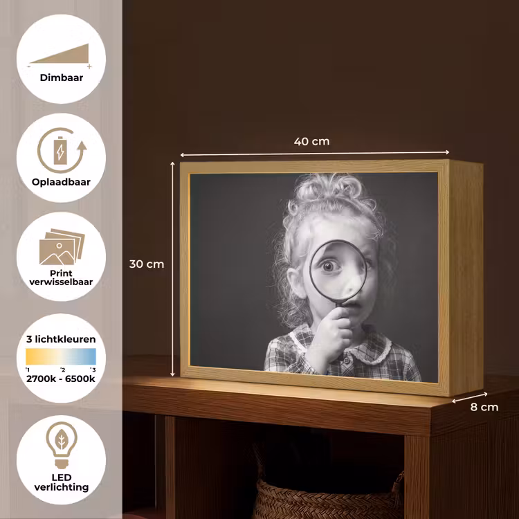 Lightbox - Wandlamp - Kind - Vergrootglas - Portret - Zwart-wit — 10