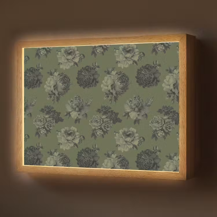Lightbox - Wandlamp - Klassiek - botanisch - Olijfgroen - Bloemen — 1