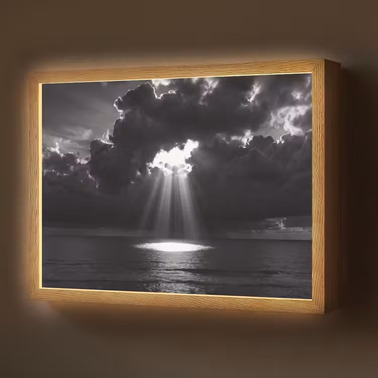 Lightbox - Wandlamp - Licht - Wolken - Zee - Zwart-wit - Natuur — 1