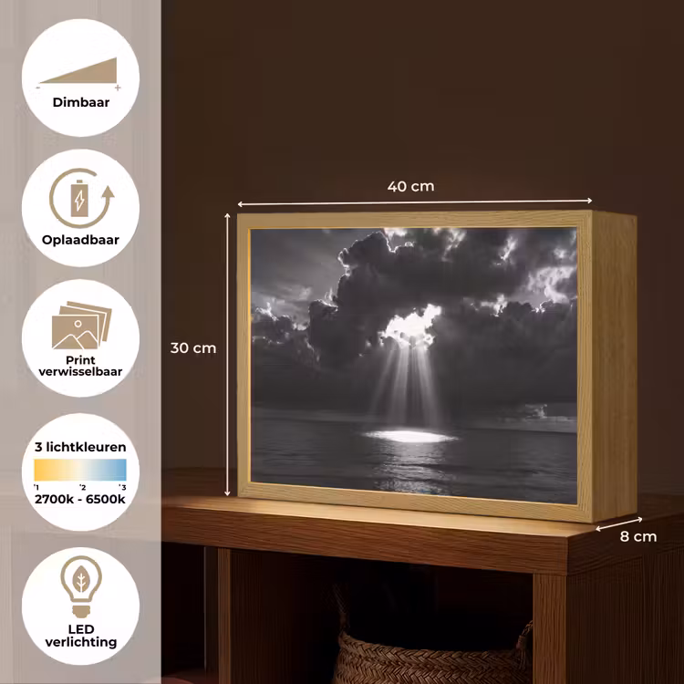 Lightbox - Wandlamp - Licht - Wolken - Zee - Zwart-wit - Natuur — 10