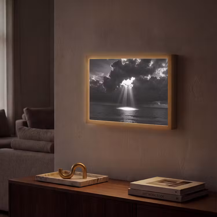 Lightbox - Wandlamp - Licht - Wolken - Zee - Zwart-wit - Natuur — 2