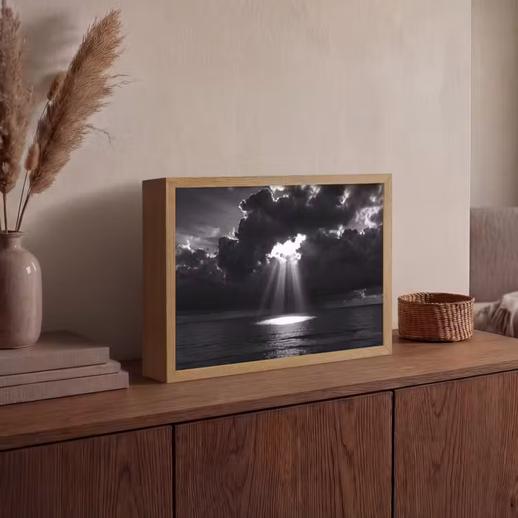 Lightbox - Wandlamp - Licht - Wolken - Zee - Zwart-wit - Natuur — 4