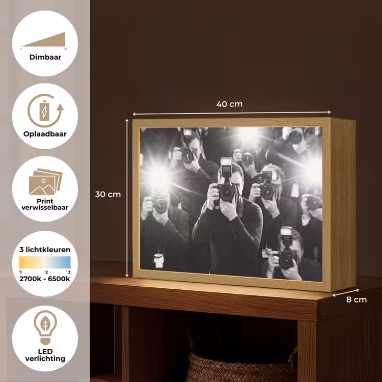 Lightbox - Wandlamp - Mensen - Camera - Flitslicht - Zwart-wit - Media — 10