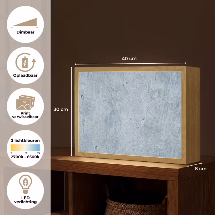 Lightbox - Wandlamp - Oppervlak - Ruw - Abstract - Modern - Grijs — 10