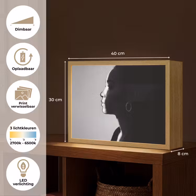 Lightbox - Wandlamp - Vrouw - Profiel - Mensen - Zwart-wit — 10