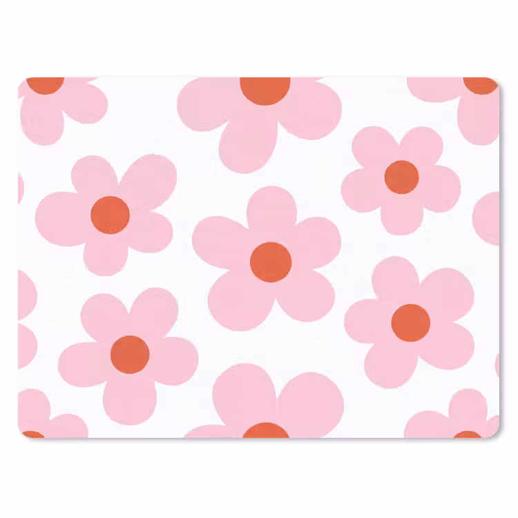 Muismat - Bloemen - Patroon - Modern - Roze - Wit — 1