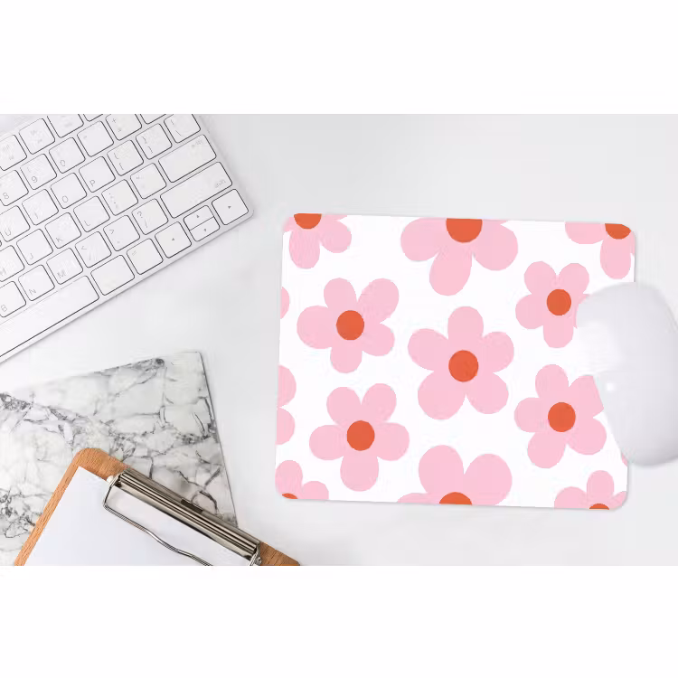 Muismat - Bloemen - Patroon - Modern - Roze - Wit — 2