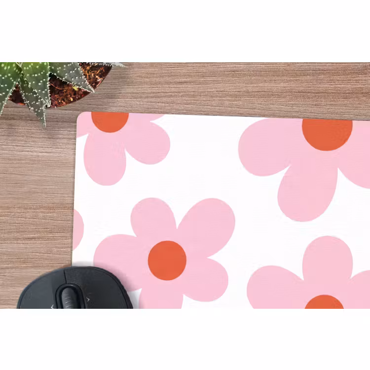 Muismat - Bloemen - Patroon - Modern - Roze - Wit — 4