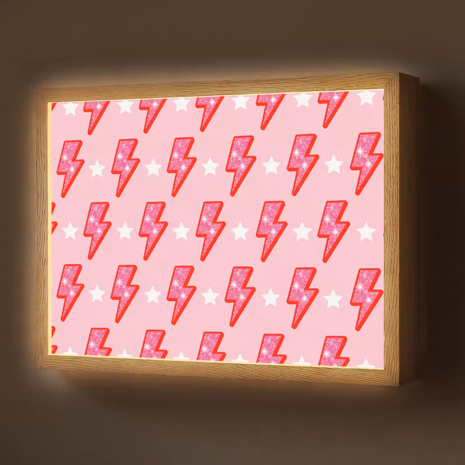 Lightbox - Wandlamp - Patroon - Bliksem - Ster - Glitter - Roze — 1