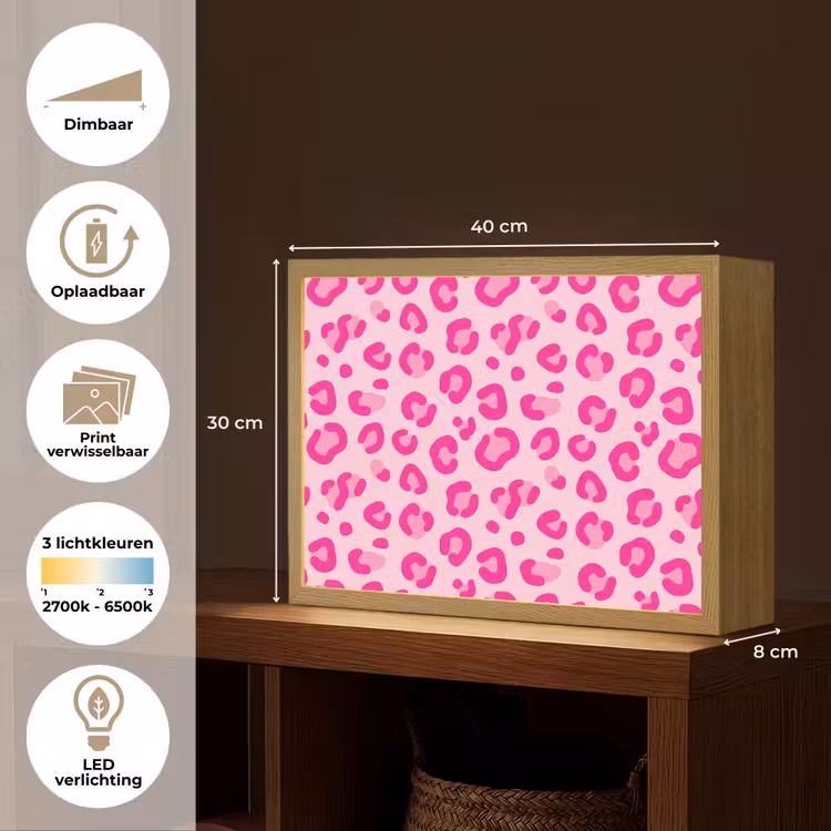 Lightbox - Wandlamp - Dierenprint - Patroon - Abstract - Modern - Roze — 10