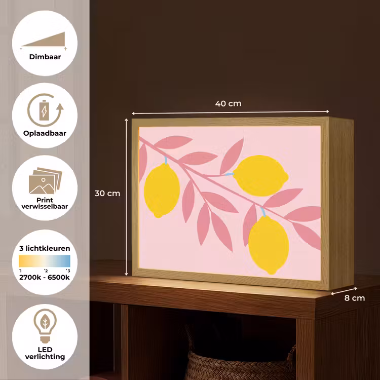 Lightbox - Wandlamp - Fruit - Tak - Natuur - Abstract - Roze — 10