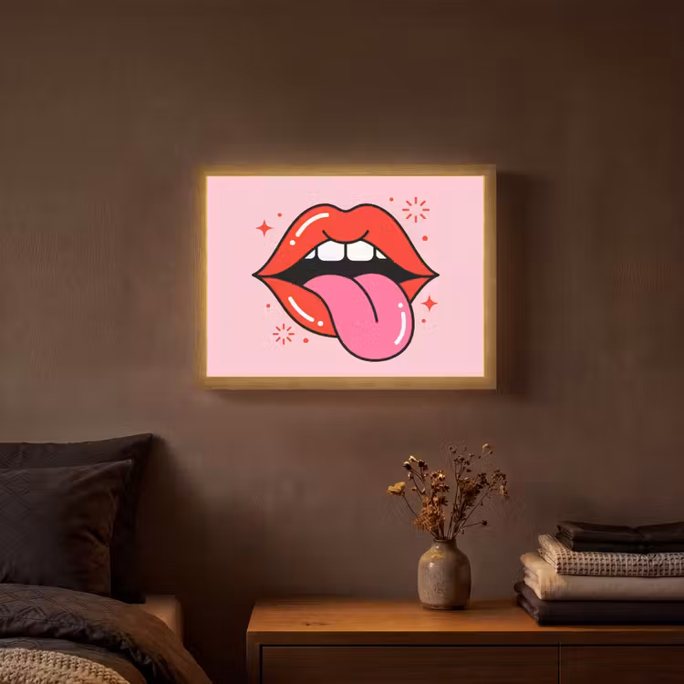 Lightbox - Wandlamp - Lippen - Tong - Pop-art - Kleurrijk - Roze — 3