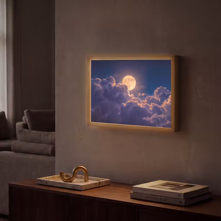 Lightbox - Wandlamp - Maan - Wolken - Nacht - Oranje — 2