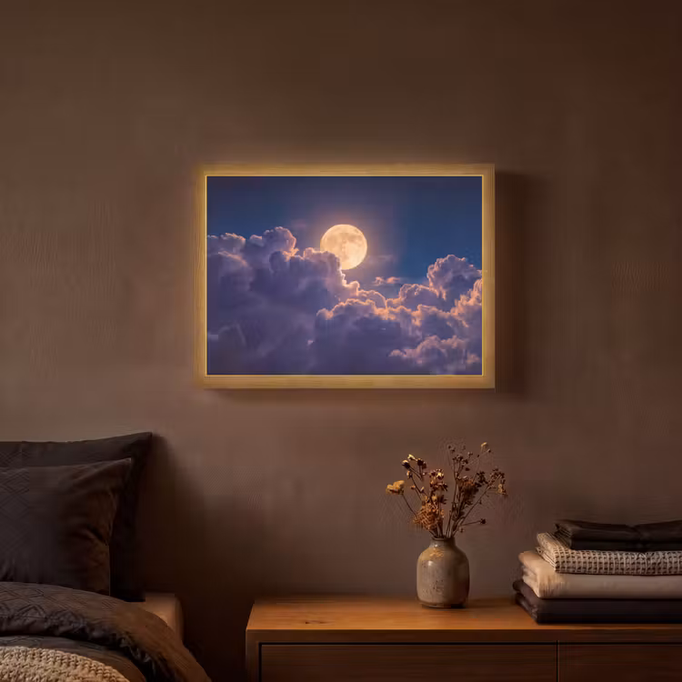 Lightbox - Wandlamp - Maan - Wolken - Nacht - Oranje — 3