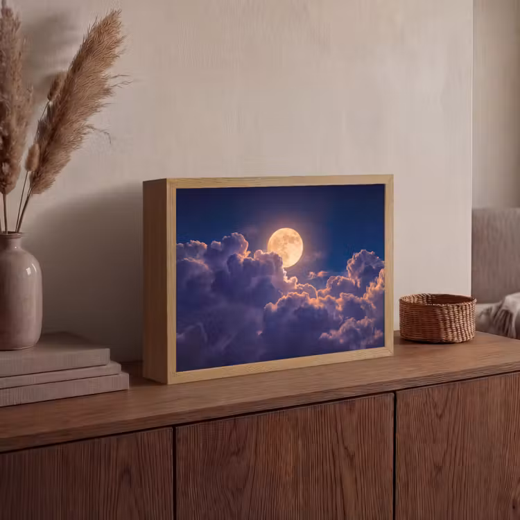 Lightbox - Wandlamp - Maan - Wolken - Nacht - Oranje — 4