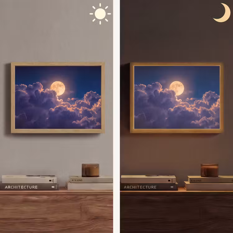 Lightbox - Wandlamp - Maan - Wolken - Nacht - Oranje — 6