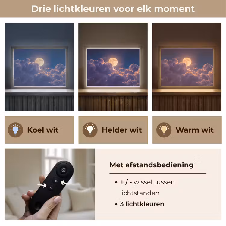 Lightbox - Wandlamp - Maan - Wolken - Nacht - Oranje — 8