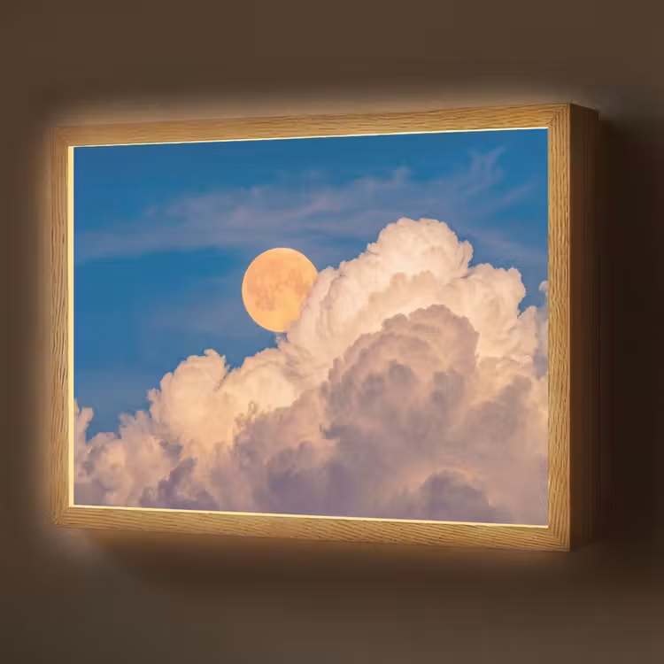 Lightbox - Wandlamp - Maan - Wolken - Natuur - Oranje — 1