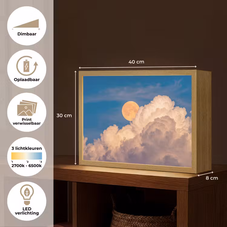 Lightbox - Wandlamp - Maan - Wolken - Natuur - Oranje — 10
