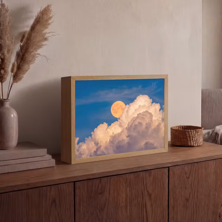 Lightbox - Wandlamp - Maan - Wolken - Natuur - Oranje — 4