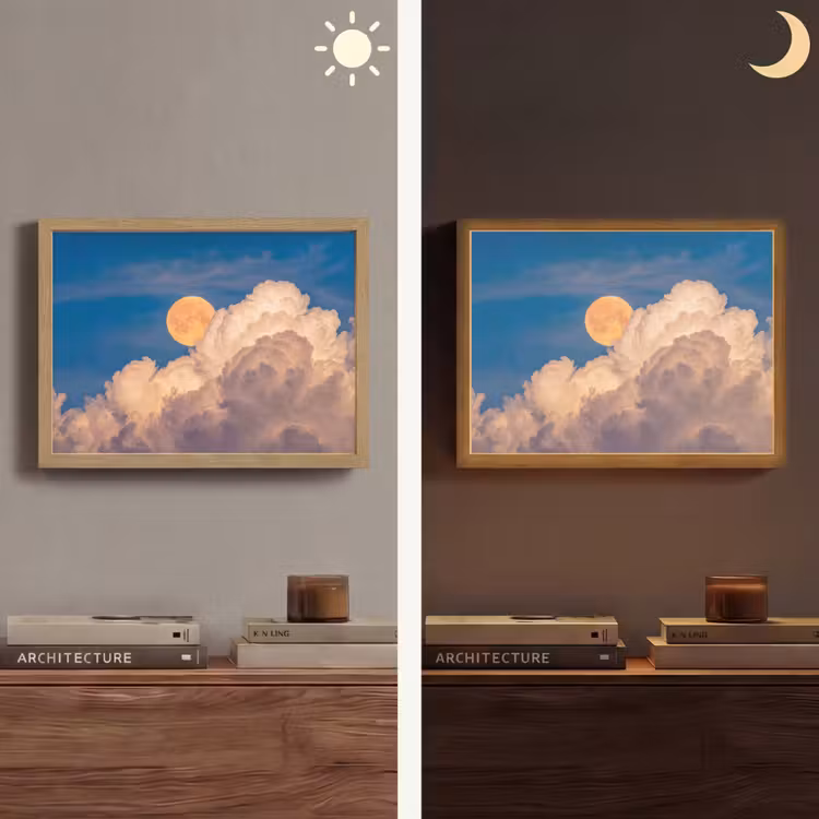 Lightbox - Wandlamp - Maan - Wolken - Natuur - Oranje — 6