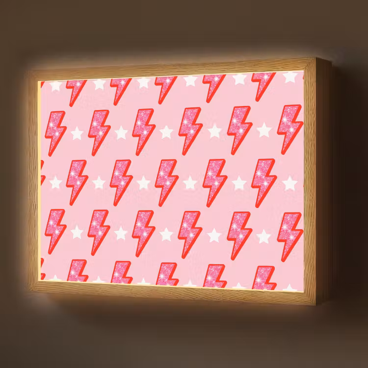 Lightbox - Wandlamp - Patroon - Bliksem - Ster - Glitter - Roze — 1
