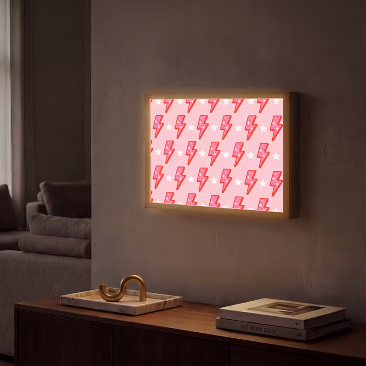 Lightbox - Wandlamp - Patroon - Bliksem - Ster - Glitter - Roze — 2