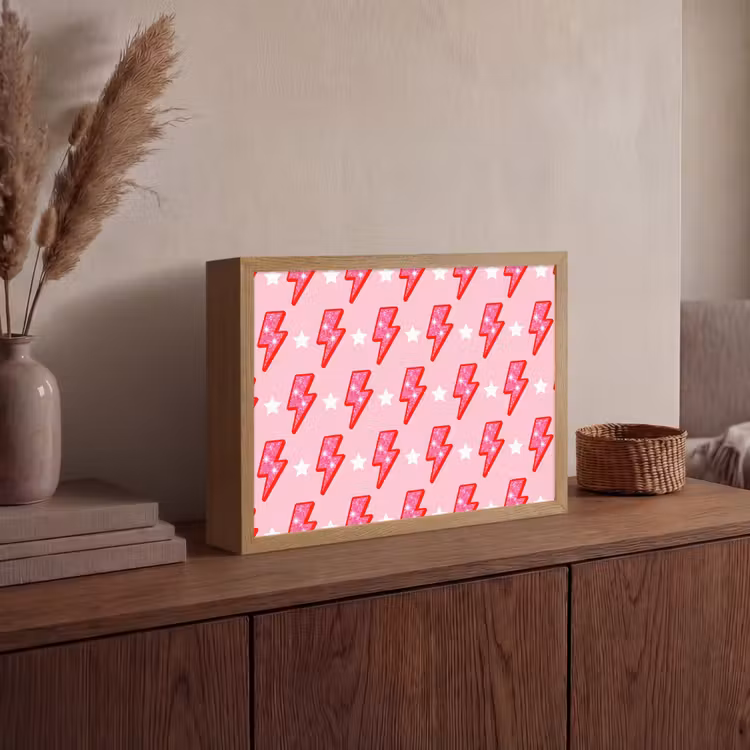 Lightbox - Wandlamp - Patroon - Bliksem - Ster - Glitter - Roze — 4
