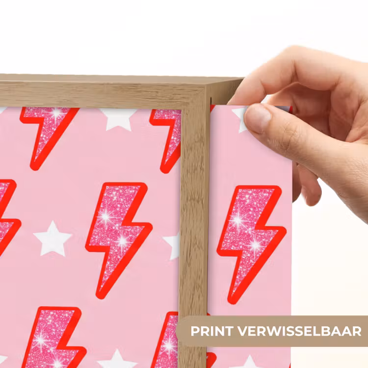 Lightbox - Wandlamp - Patroon - Bliksem - Ster - Glitter - Roze — 5