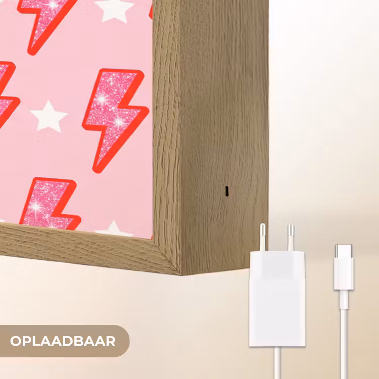 Lightbox - Wandlamp - Patroon - Bliksem - Ster - Glitter - Roze — 7
