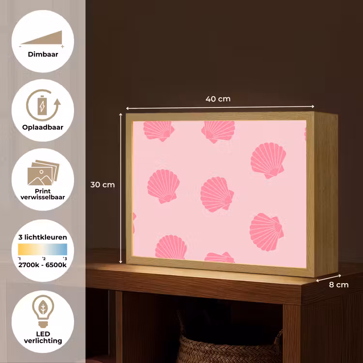 Lightbox - Wandlamp - Schelp - Patroon - Zee - Modern - Roze — 10